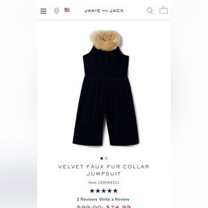 Janie and Jack Velvet Jumper.  Brand new with tags! Navy